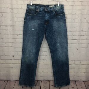 Cremieux Jeans Men's 38x34 Straight Distressed Whiskering Stone Wash Fading